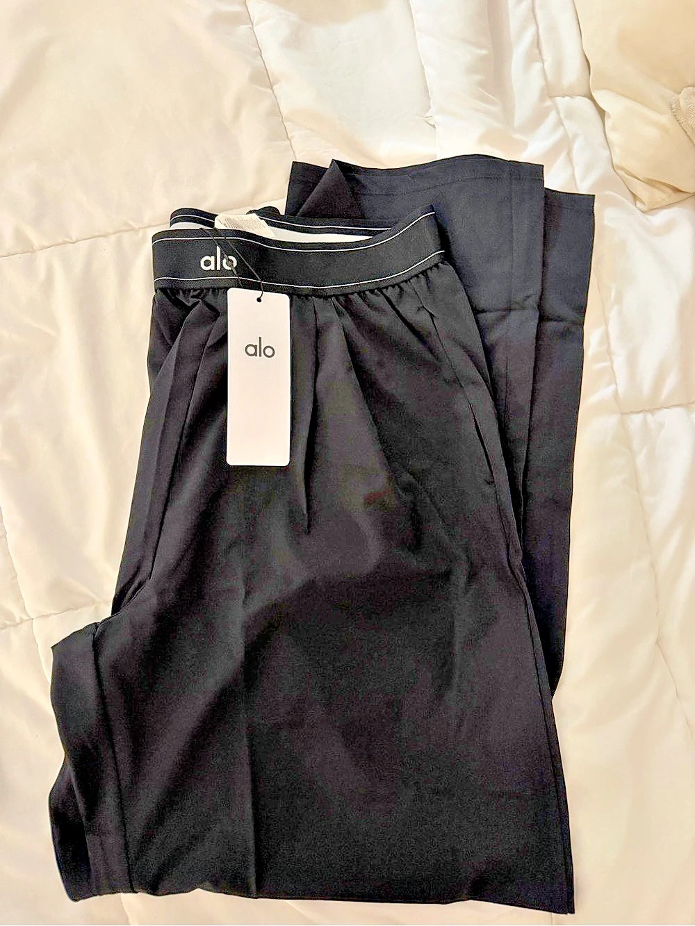 Alo Black Wide-Leg Track Pants NWT